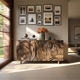 Ravyn Hand-Carved Natural Hardwood Sideboard Cabinet