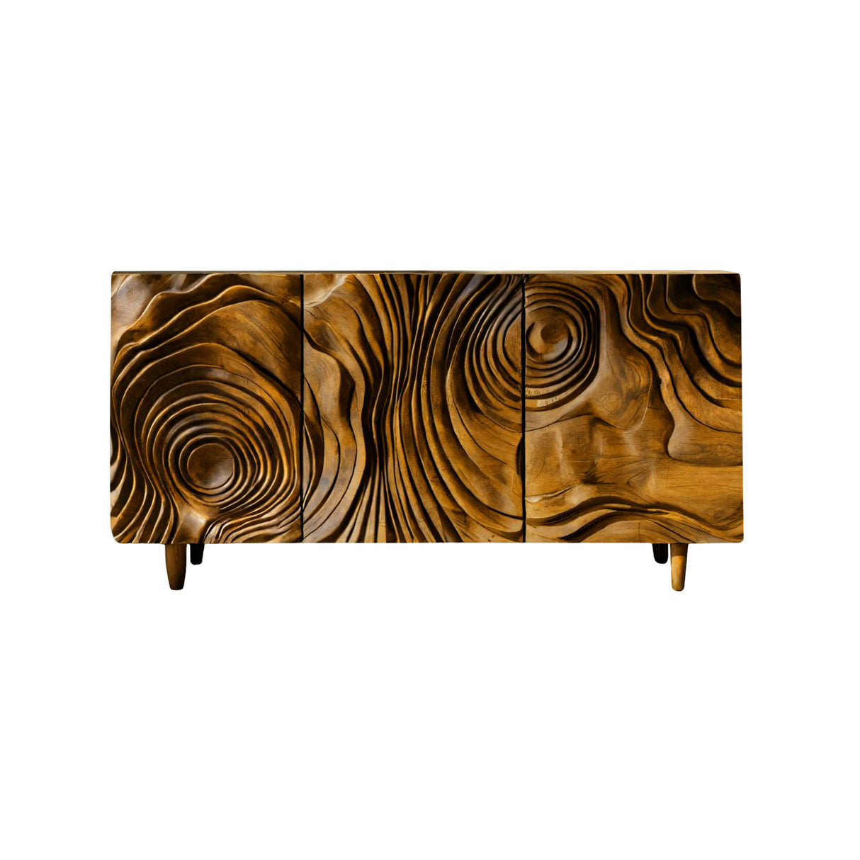 Ravyn Hand-Carved Natural Hardwood Sideboard Cabinet
