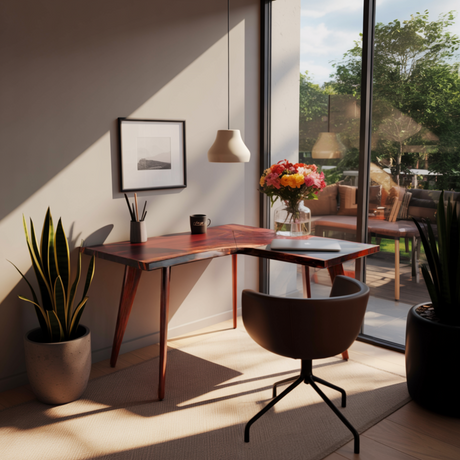 Ravyn Modern Rustic Live-Edge L-Shape Desk