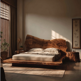 Raw Flow Live Edge Solid Wood Headboard with Integrated Bed Frame