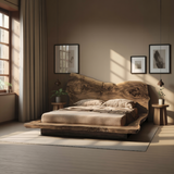 Raw Flow Live Edge Solid Wood Headboard with Integrated Bed Frame