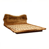 Raw Flow Live Edge Solid Wood Headboard with Integrated Bed Frame