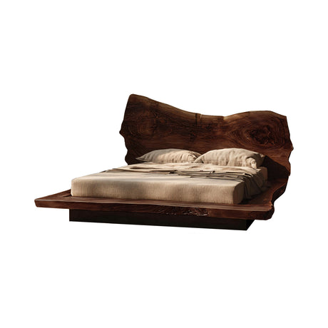Raw Flow Live Edge Solid Wood Headboard with Integrated Bed Frame