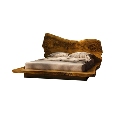 Raw Flow Live Edge Solid Wood Headboard with Integrated Bed Frame