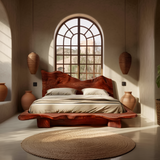 Raw Flow Zen Solid Wood Headboard with Integrated Bed Frame