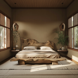 Raw Flow Zen Solid Wood Headboard with Integrated Bed Frame
