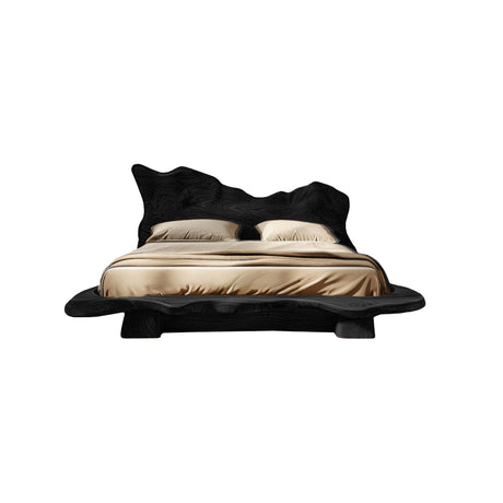 Raw Flow Zen Solid Wood Headboard with Integrated Bed Frame