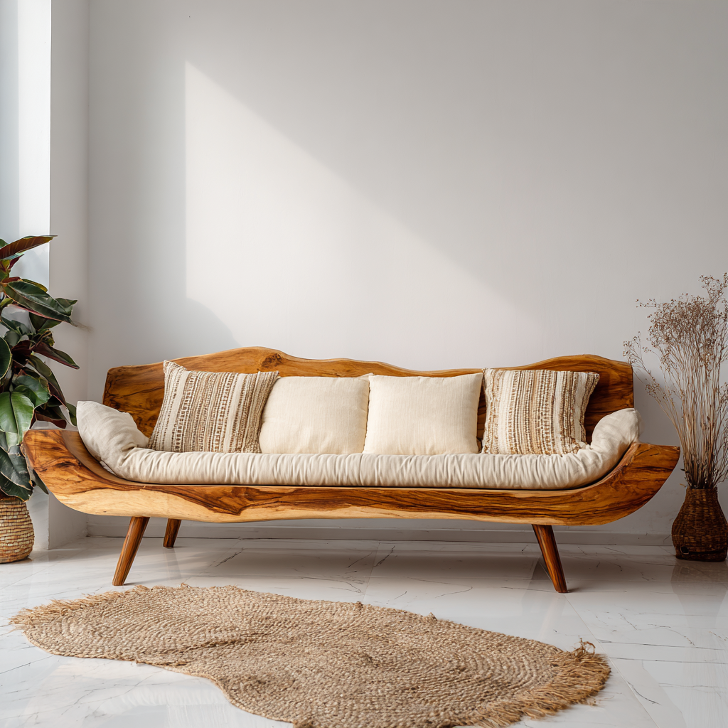 Raw Live Edge Flow Zen Solid Wood Sofa
