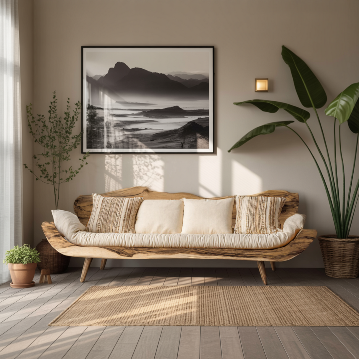 Raw Live Edge Flow Zen Solid Wood Sofa
