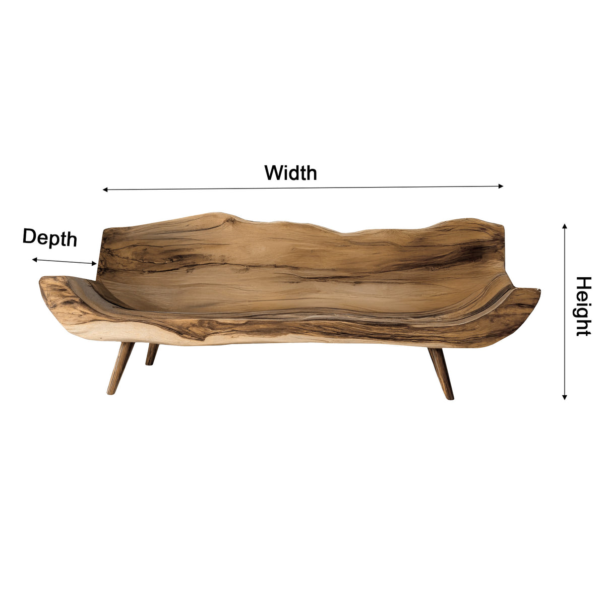 Raw Live Edge Flow Zen Solid Wood Sofa