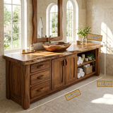 Redstone Live Edge Solid Wood Freestanding Bathroom Vanity with Drawers