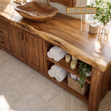 Redstone Live Edge Solid Wood Freestanding Bathroom Vanity with Drawers