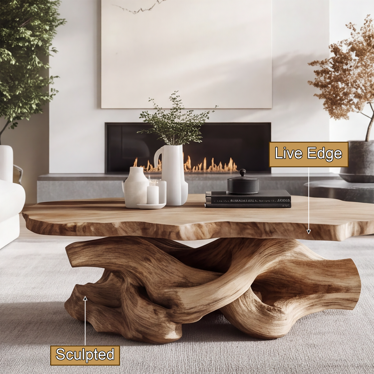 Rhovanor Sculpted Solid Wood Coffee Table SPA293532 - Timberustic Coffee Table