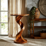 Ribbon Form Solid Wood Pedestal Stand - Timberustic Pedestal Stand