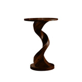 Ribbon Form Solid Wood Pedestal Stand Dark Walnut - Timberustic Pedestal Stand