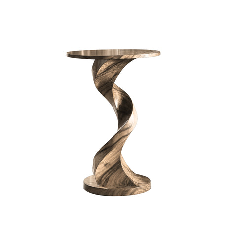 Ribbon Form Solid Wood Pedestal Stand Natural Oak - Timberustic Pedestal Stand