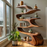Ribbonwave Sculpted Solid Wood Bookshelf