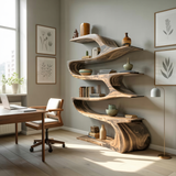 Ribbonwave Sculpted Solid Wood Bookshelf