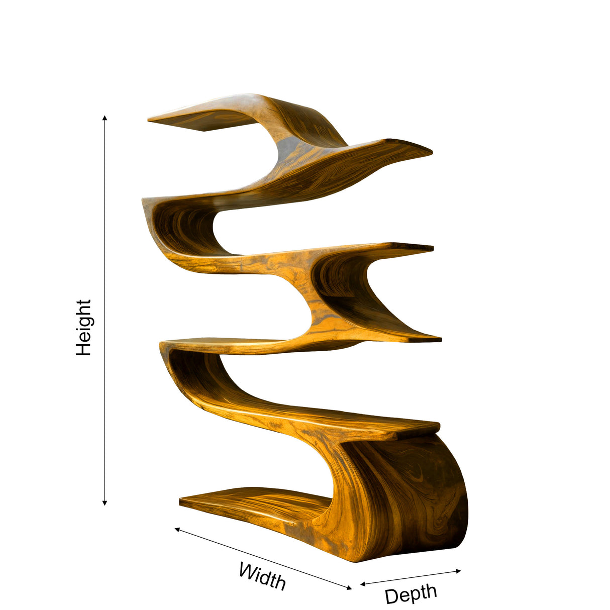Ribbonwave Sculpted Solid Wood Bookshelf