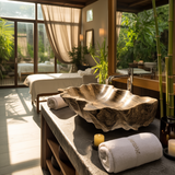 Ridgeflow Carved Solid Wood Vessel Sink