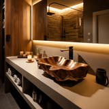 Ridgeflow Carved Solid Wood Vessel Sink