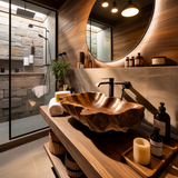 Ridgeflow Carved Solid Wood Vessel Sink