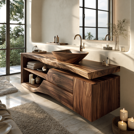 Rivanor Handcrafted Solid Wood Freestanding Bathroom Vanity with Cabinet - Timberustic Freestanding Bathroom Vanity with Drawers