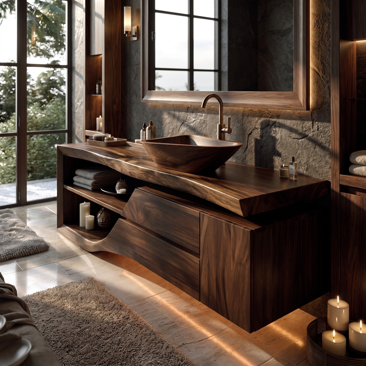 Rivanor Handcrafted Solid Wood Freestanding Bathroom Vanity with Cabinet