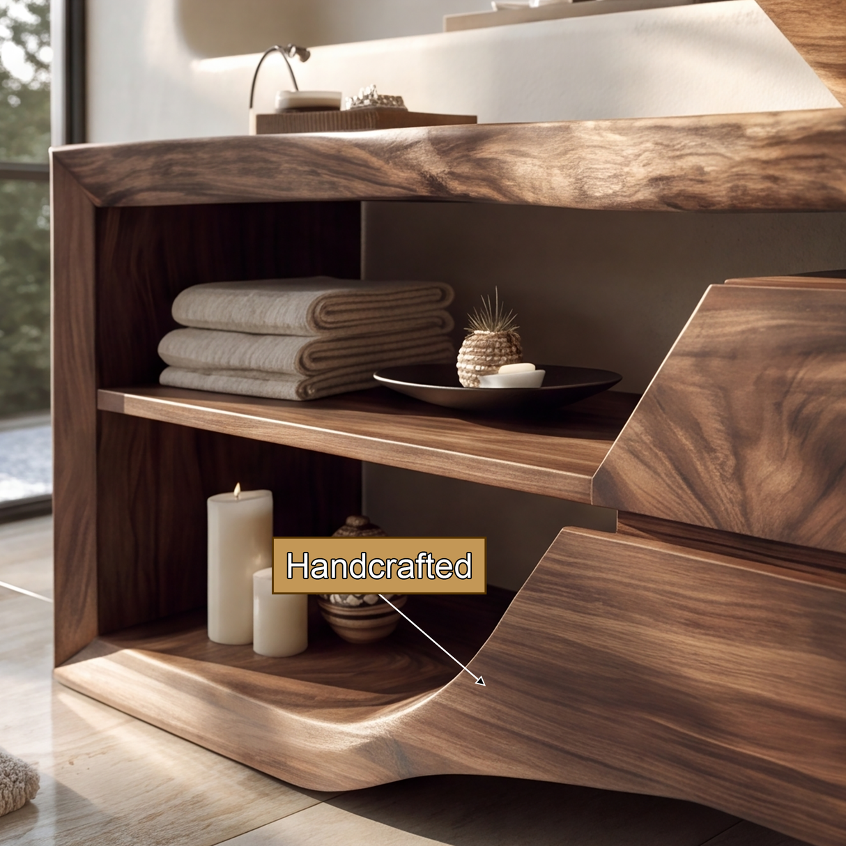 Rivanor Handcrafted Solid Wood Freestanding Bathroom Vanity with Cabinet