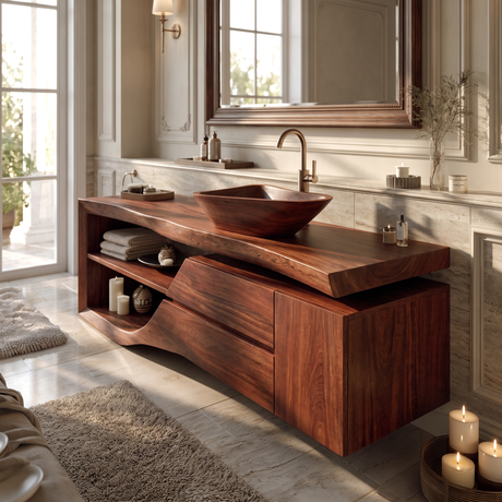 Rivanor Handcrafted Solid Wood Freestanding Bathroom Vanity with Cabinet Mahogany - Timberustic Freestanding Bathroom Vanity with Drawers