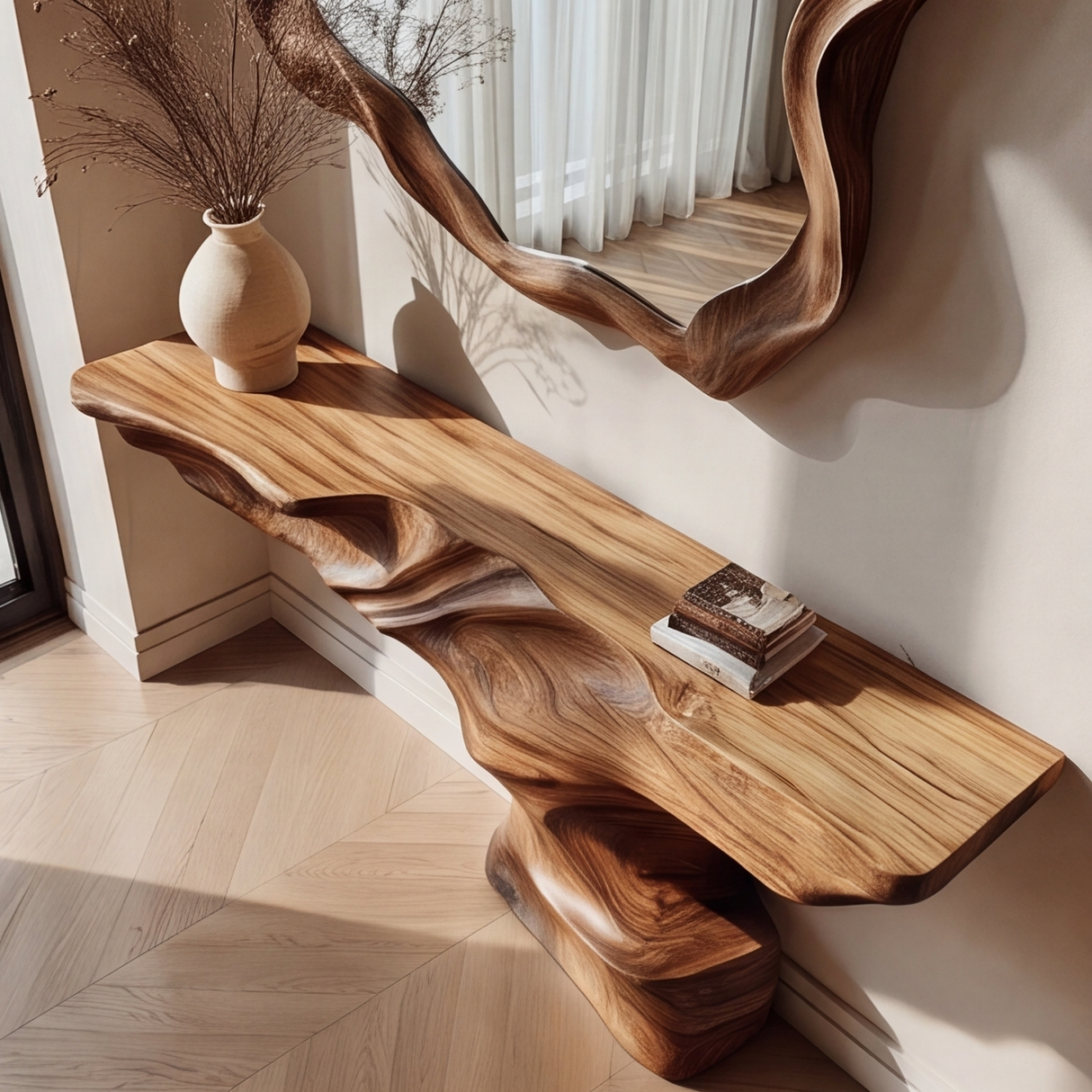 Rivermark Sculpted Solid Wood Console Table