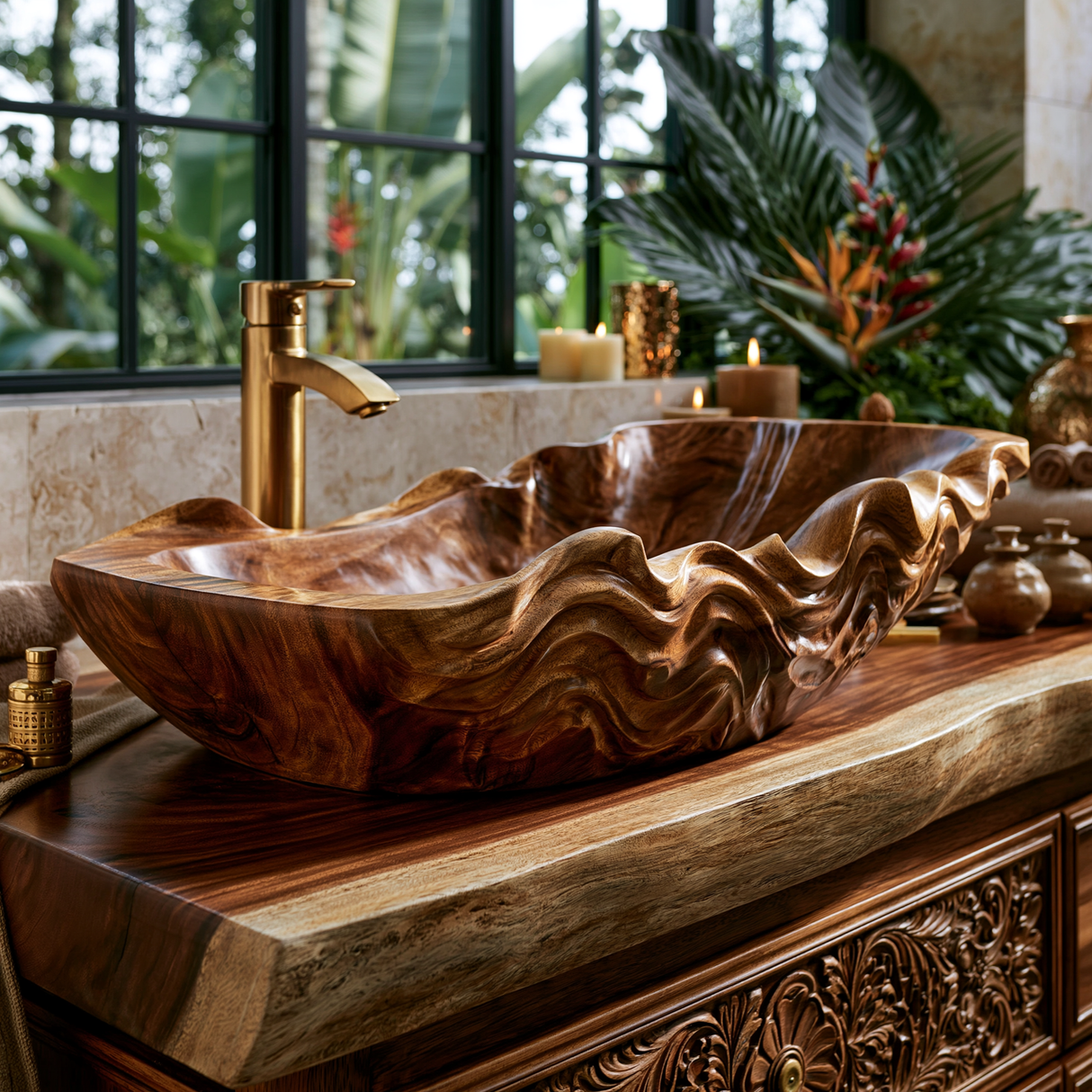 Rivermist Handcrafted Solid Wood Vessel Sink - Timberustic Vessel Sinks