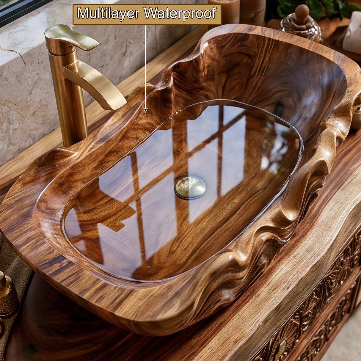 Rivermist Handcrafted Solid Wood Vessel Sink - Timberustic Vessel Sinks