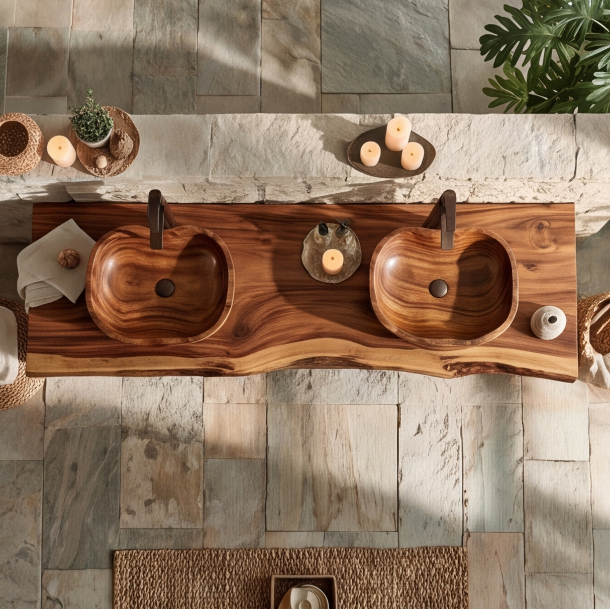 Rivermoor Live Edge Solid Wood Freestanding Bathroom Vanity With Cabinet