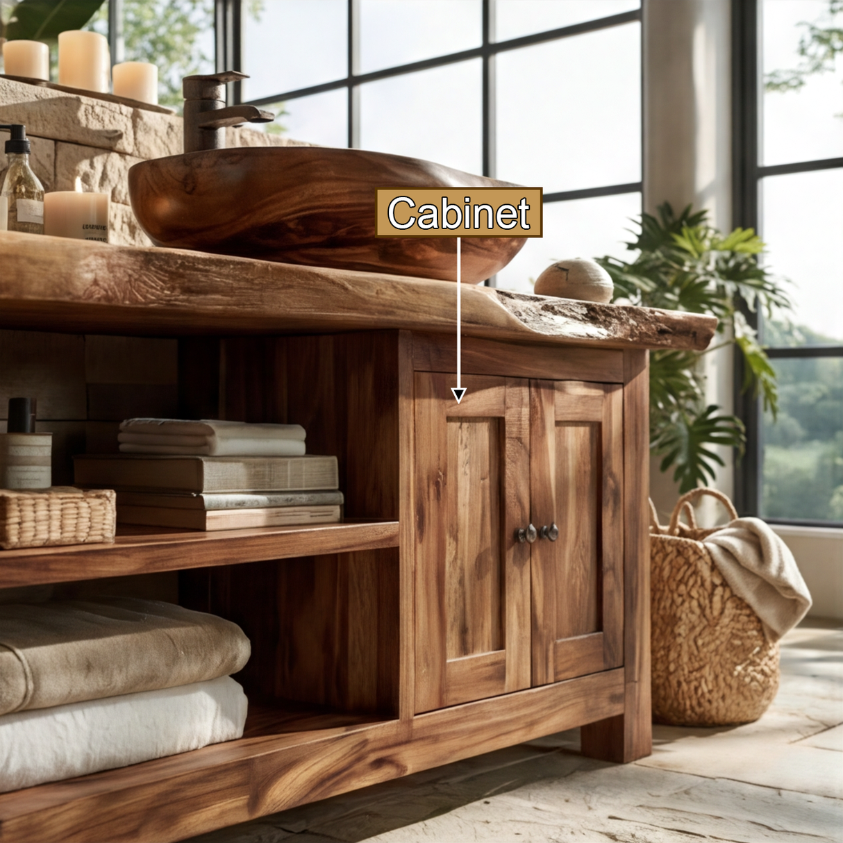 Rivermoor Live Edge Solid Wood Freestanding Bathroom Vanity With Cabinet