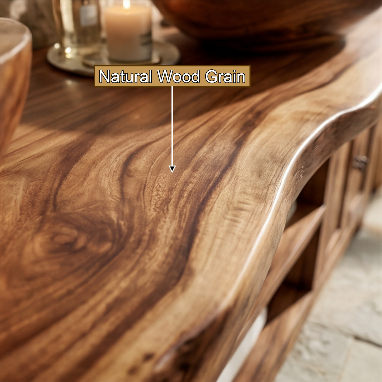 Rivermoor Live Edge Solid Wood Freestanding Bathroom Vanity With Cabinet