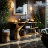 Riverroot Organic Live Edge Freestanding Bathroom Vanity with Shelves - Timberustic Freestanding Bathroom Vanity with Shelves