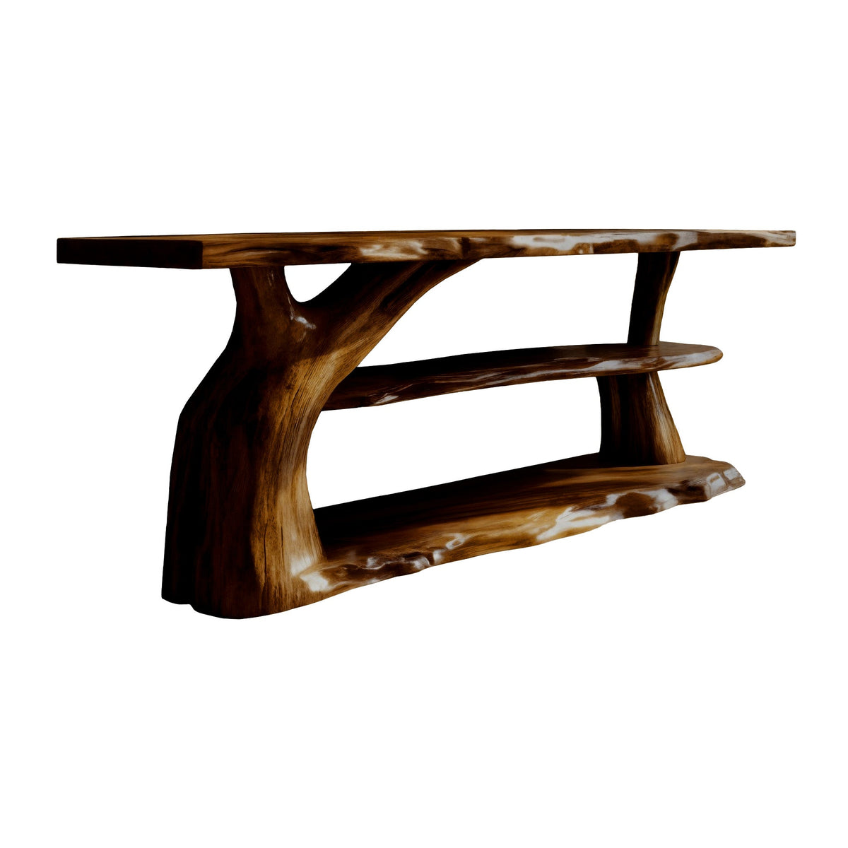 Riverroot Organic Live Edge Freestanding Bathroom Vanity with Shelves Brown - Timberustic Freestanding Bathroom Vanity with Shelves