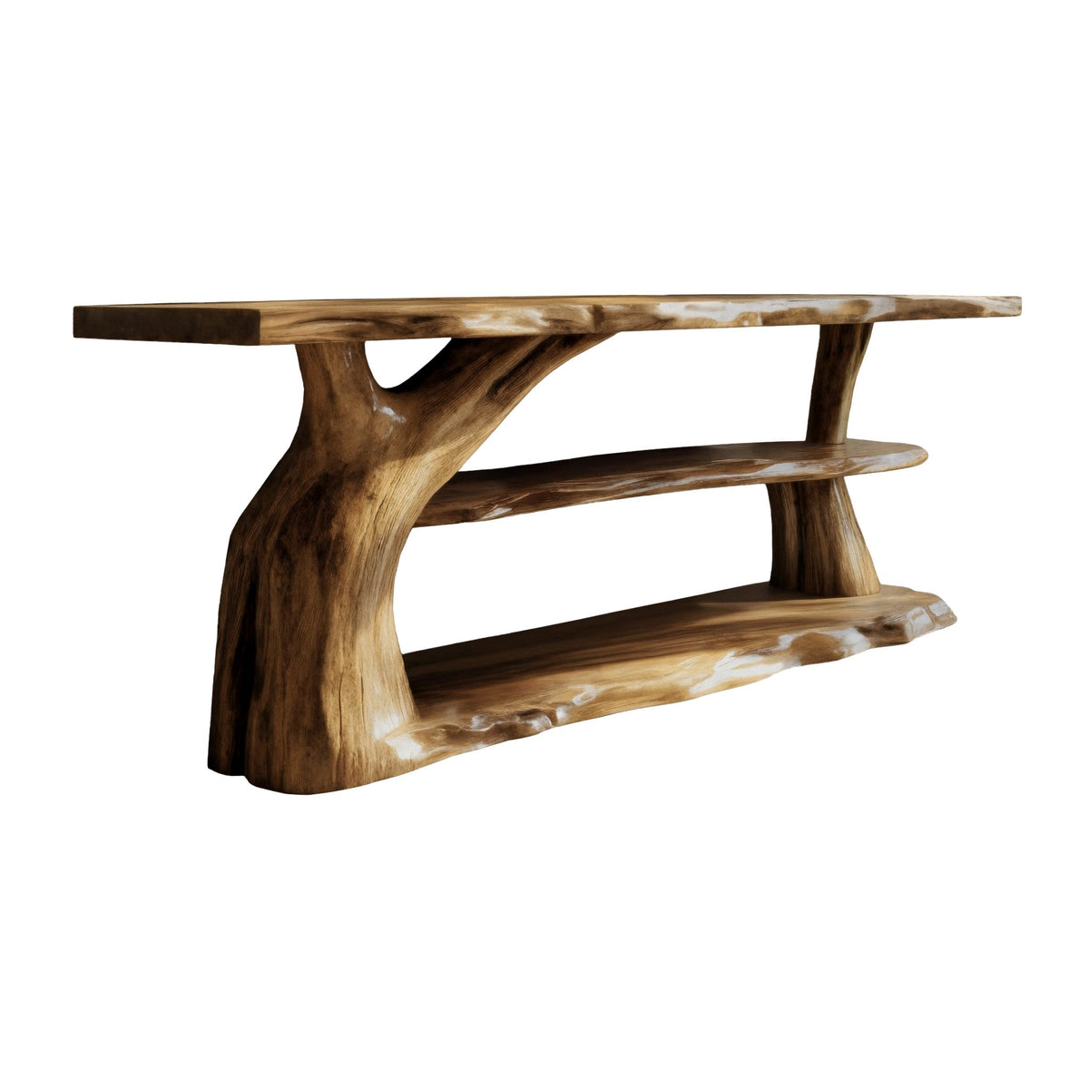 Riverroot Organic Live Edge Freestanding Bathroom Vanity with Shelves Natural Oak - Timberustic Freestanding Bathroom Vanity with Shelves