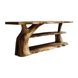 Riverroot Organic Live Edge Freestanding Bathroom Vanity with Shelves Natural Oak - Timberustic Freestanding Bathroom Vanity with Shelves