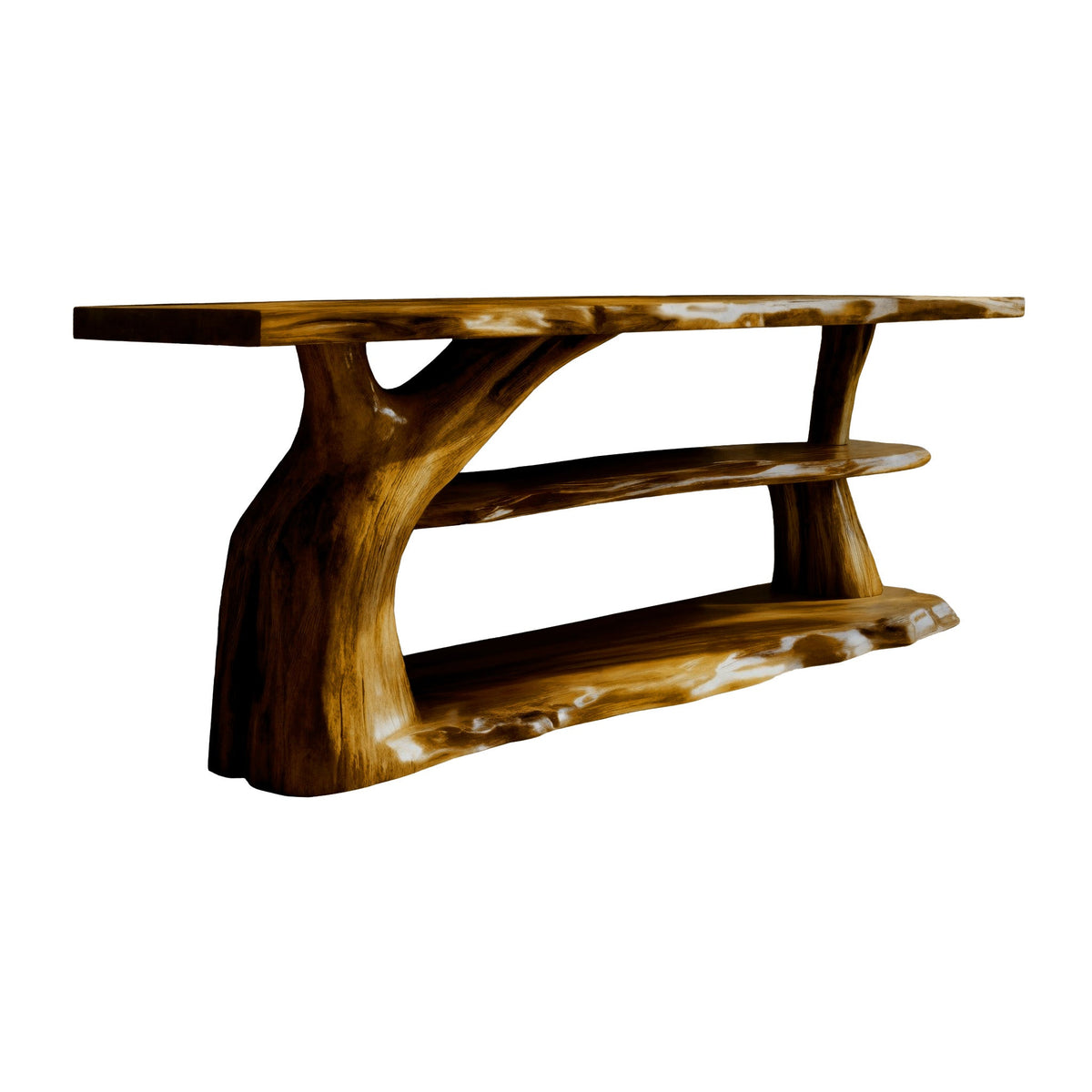 Riverroot Organic Live Edge Freestanding Bathroom Vanity with Shelves Teak - Timberustic Freestanding Bathroom Vanity with Shelves