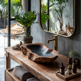 Riverstone Hollow Handcrafted Wooden Vessel Sink