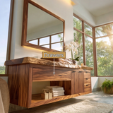 Riverstone Live Edge Solid Wood Floating Bathroom Vanity With Drawers