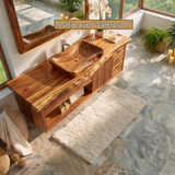 Riverstone Live Edge Solid Wood Floating Bathroom Vanity With Drawers