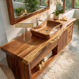 Riverstone Live Edge Solid Wood Floating Bathroom Vanity With Drawers