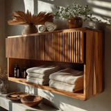 Rivon Handcrafted Solid Wood Floating Bathroom Cabinet