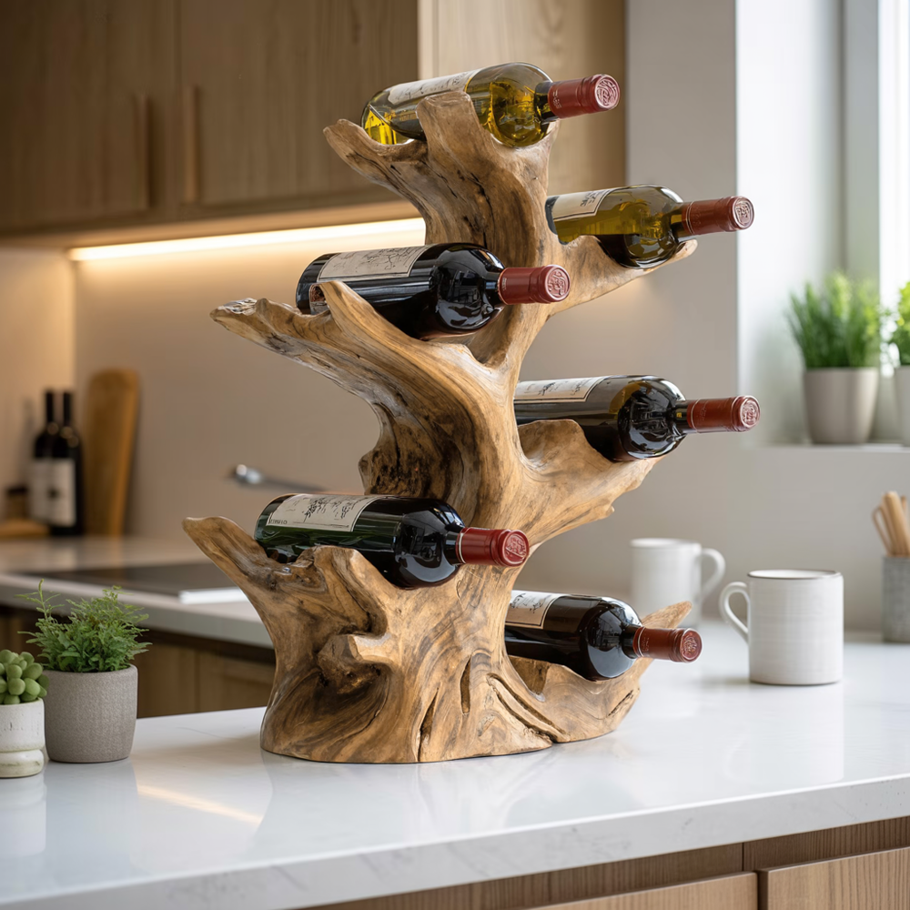 Rootform Solid Wood Wine Rack | Organic Natural Wooden Wine Holder ...