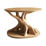 Roothaven Sculpted Solid Wood Record Player Stand Natural Oak - Timberustic Record Player Stand With Storage