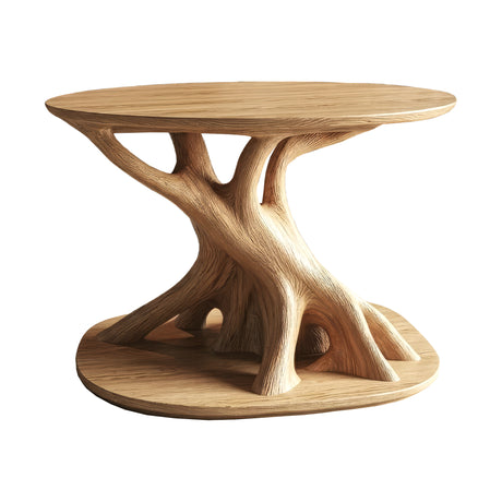 Roothaven Sculpted Solid Wood Record Player Stand Natural Oak - Timberustic Record Player Stand With Storage