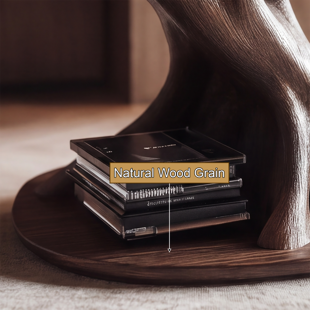 Roothaven Sculpted Solid Wood Record Player Stand - Timberustic Record Player Stand With Storage